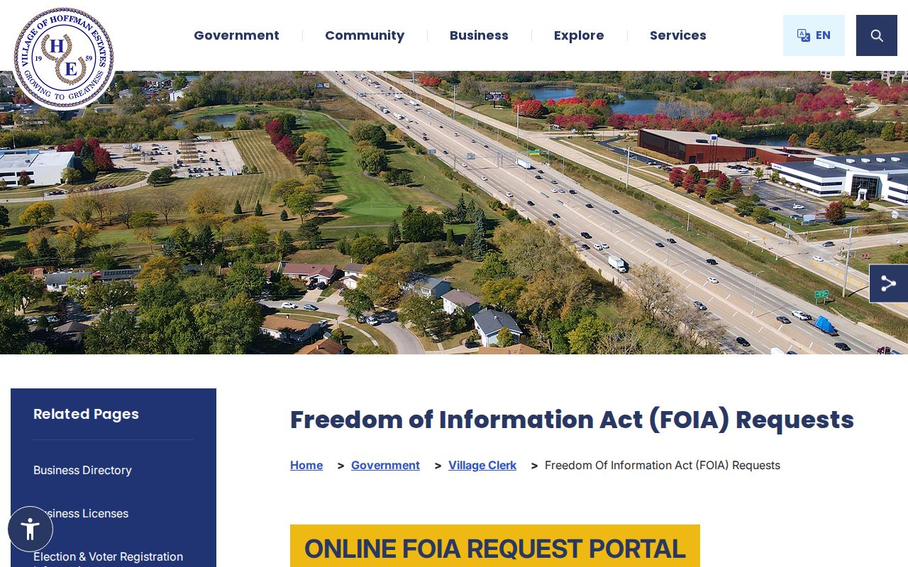 Hoffman Estates residents directory Village Clerk FOIA page