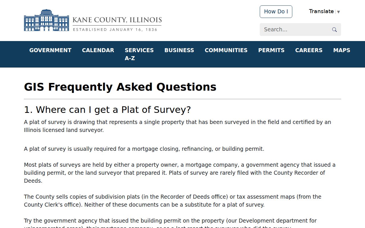 Kane County GIS guidance used for Hoffman Estates neighbor mapping