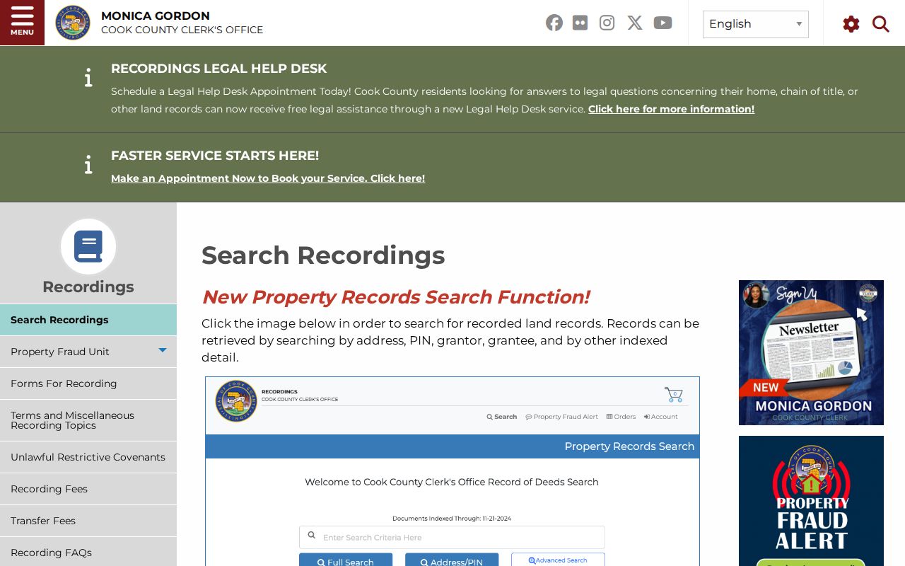 Cook County recorded-document search guidance for Hoffman Estates deeds