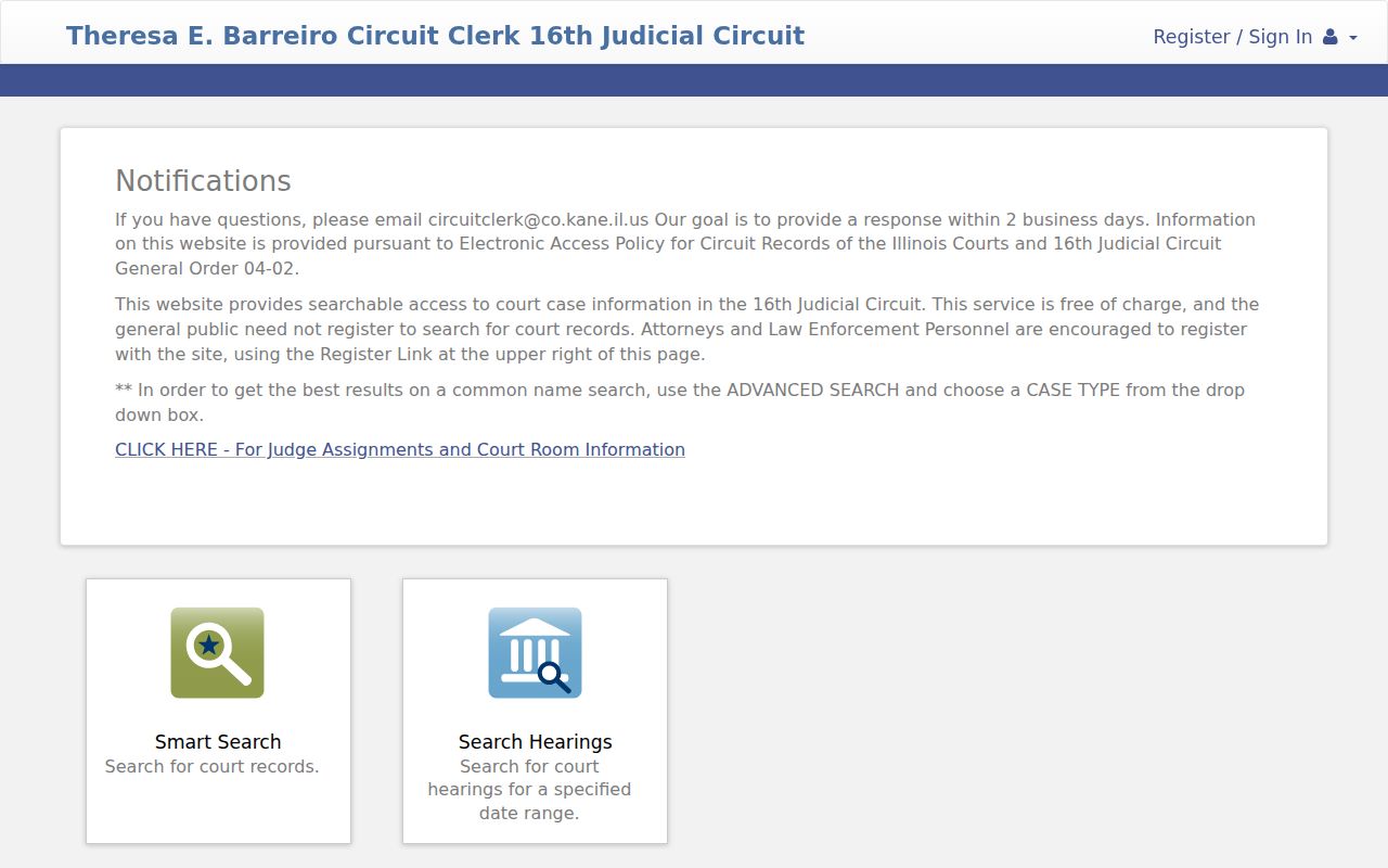 Hoffman Estates resident lookup through the Kane County court portal